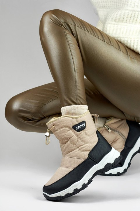 Śniegowce Model 9159-4BE Beige/Black - PRIMO Śniegowce Model 9159-4BE Beige/Black - PRIMO