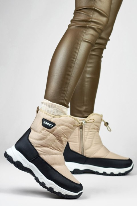 Śniegowce Model 9159-4BE Beige/Black - PRIMO Śniegowce Model 9159-4BE Beige/Black - PRIMO