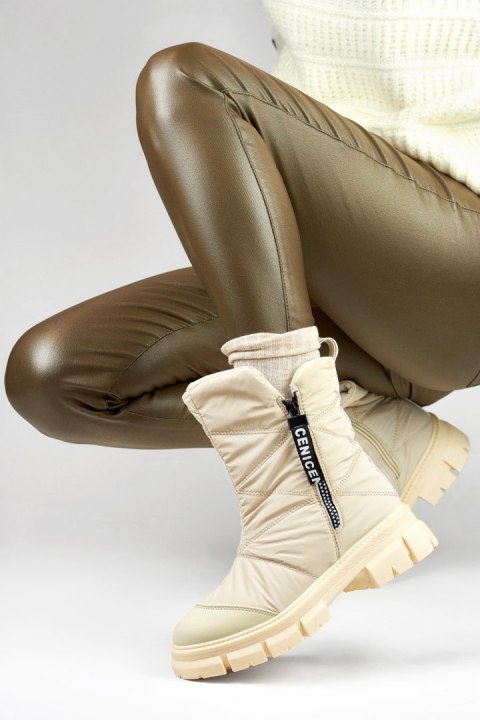 Śniegowce Model 9312-4BE Beige - PRIMO Śniegowce Model 9312-4BE Beige - PRIMO